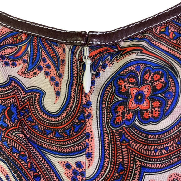 THEORY Red & Blue Brindina Veranda Paisley Silk Shift Dress - Picture 9 of 14